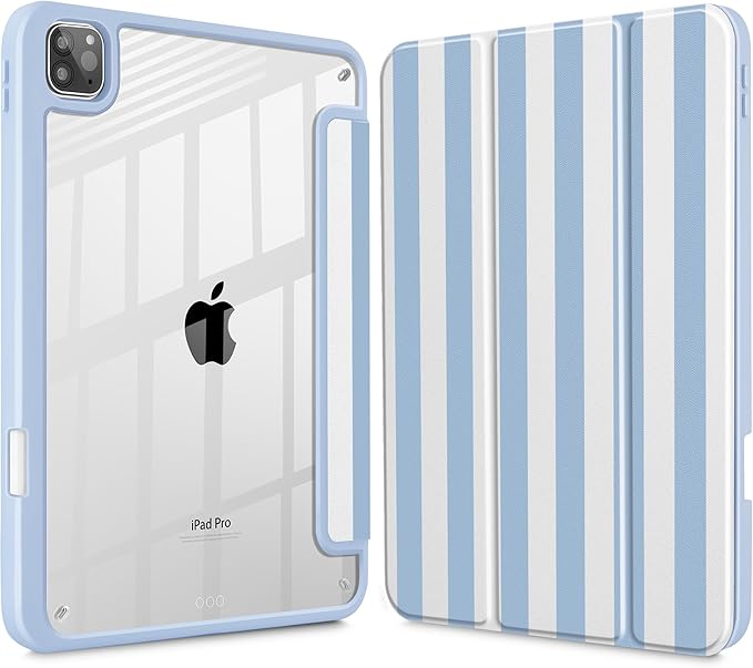 Tuiklol for iPad Pro 11 Inch 4th / 3rd / 2nd / 1st Gen (2022 2021 2020 2018) Case -Built-in Pencil Holder Shockproof Cover Clear Transparent Back Shell with Auto Wake/Sleep Black Flower