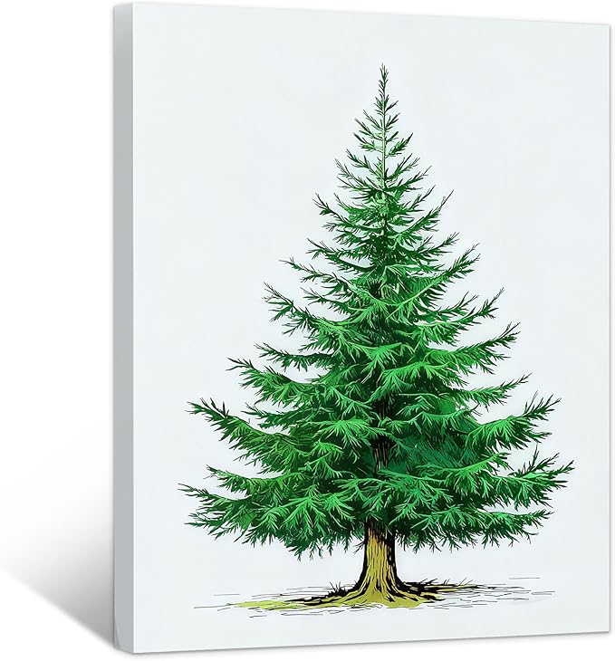 Framed Christmas Pictures Wall Decor,Vintage Pine Tree Prints,Winter Christmas Canvas Wall Art Decoration for Bedroom Bathroom Living Room Rustic Xmas Holiday Gifts (Christmas Tree 6, 16'' X 20'')