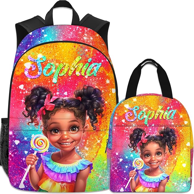 Custom Kids Backpack with Lunch Box Personalized Name School Bookbag for Girls Back to School Backpacks for Elementary Middle School Boys Design 06