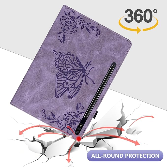 Dteck Wallet Case for Galaxy Tab S10+/S9+/S7 FE/S8+/S7 Plus 12.4 Tablet Premium PU Leather Folding Stand Auto Wake/Sleep Pen Holder Case with Hummingbirds