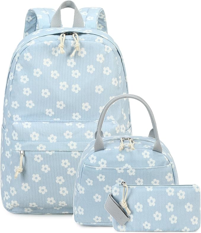Bluboon School Backpack Set Girls Womens Laptop Bookbag Casual Daypack Fits 15 inch Laptop with Lunch Tote Bag and Pencil Bag