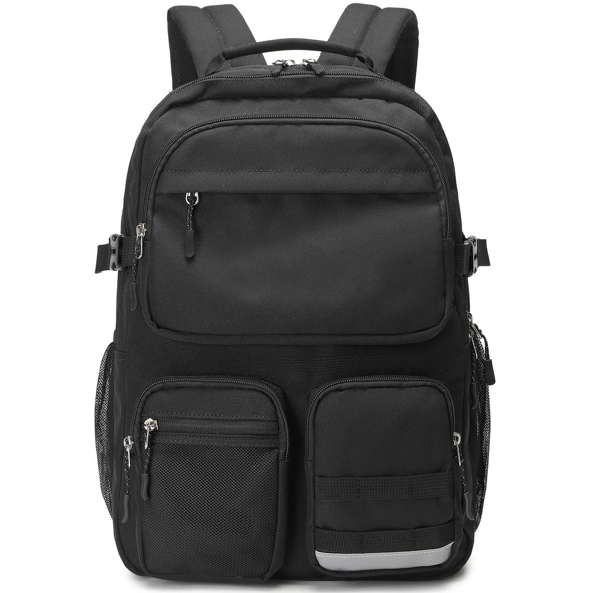 Lohol Water Resistant Backpack with Multifunctional Pockets for Teens, Durable Bookbag fits 15.6 inch Laptop for School Travel College, 25L (Black)