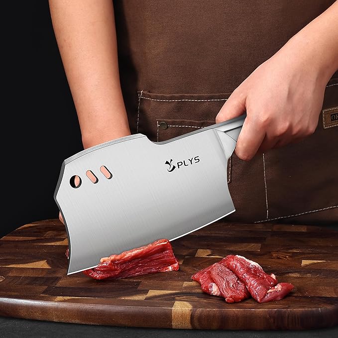 Plys 7.2 Inch Meat Cleaver Knife, Heavy Duty Bone Chopper Butcher Knife