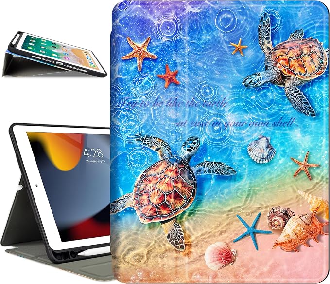 Lokigo Case for iPad 9th/8th/7th Gen 10.2 Air 3rd/Pro10.5 Aurora Forest | Protective Folio Soft Back Cover Pencil Holder for Teens/Students/Office Staffs 4 Angles Viewing Stand Auto Wake/Sleep