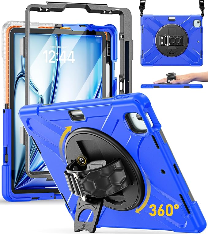 BRAECN Case for iPad Air 11 inch 2026(M4) 2025(M3) 2024(M2)iPad Pro 11 inch(4th/3rd/2nd/1st)&amp Air 10.9(5th/4th) Protective with Pencil Holder Screen Protector 360°Rotating Stand Handle Full Body