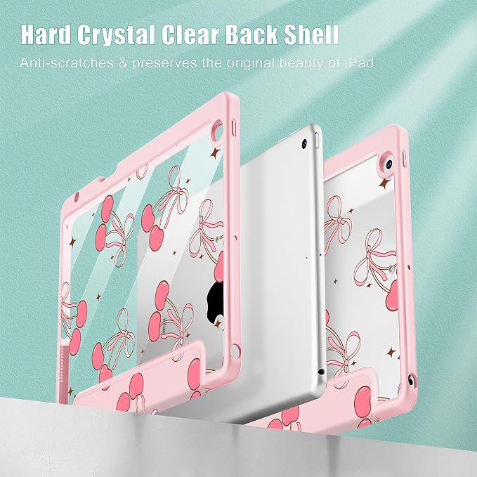 May Chen for iPad 9th Generation with Pencil Holder iPad 8th/7th Gen Case 10.2-inch [Penceil Holder] Trifold Stand Auto Wake/Sleep Clear TPU Protection Back Cover Ballet Shoes