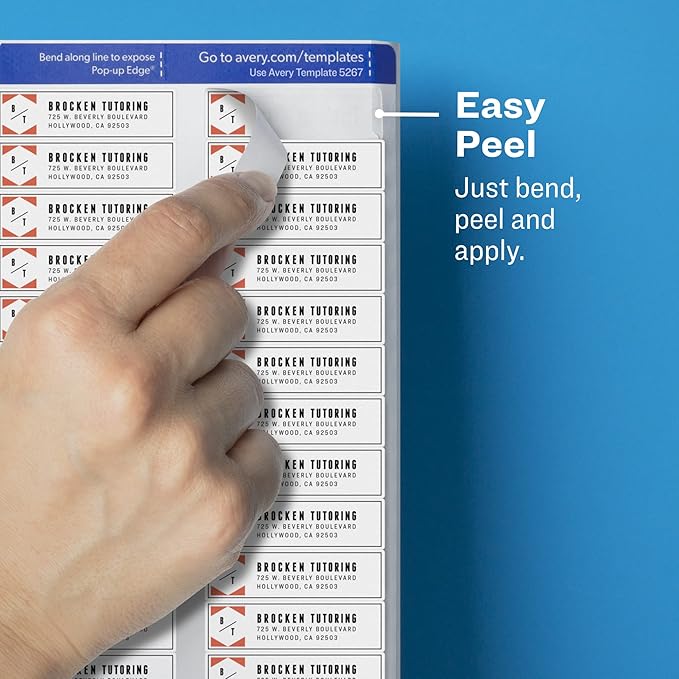 Avery Printable Return Address Labels with Sure Feed, 0.5" x 1.75", Matte Clear, 800 Blank Mailing Labels (18667) (Pack of 5)