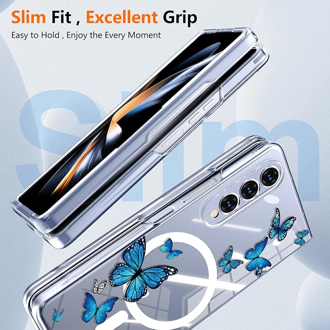 for Galaxy Z Fold4 CaseBuilt-in Magnet CircleWireless Charging | Military-Grade Shockproof case Cover for Samsung Galaxy Z Fold4Anagallis