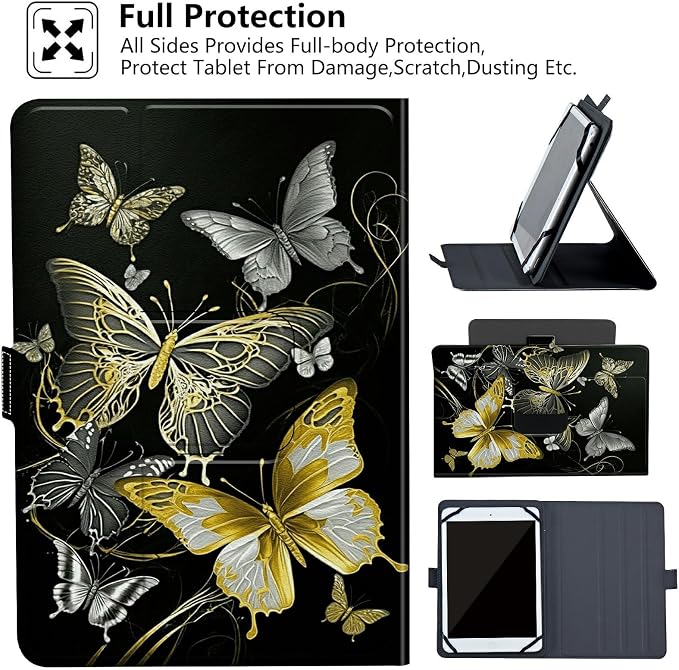 Universal Case for 10.6 inch 11 inch TabletUniversal Case for 10.6-11 Inch Touchscreen TabletSlim PU Leather Stand Folio Shell Cover with 360 Degree Rotatable Kickstand ViewingAbstract Sun Leaf