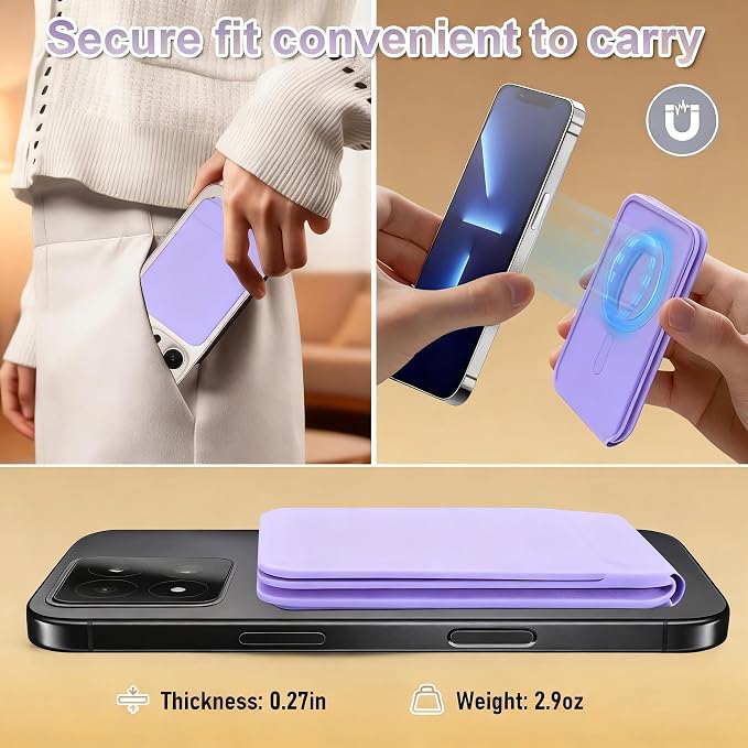 Magnetic Phone Stand Compatible with All Smartphones 17/16/15/14/13/12 Series Slim PU Leather Desk Stand with Angle Adjustment Portable &amp Includes 1 Strong Magnetic Ring for Any Phone(Pink)