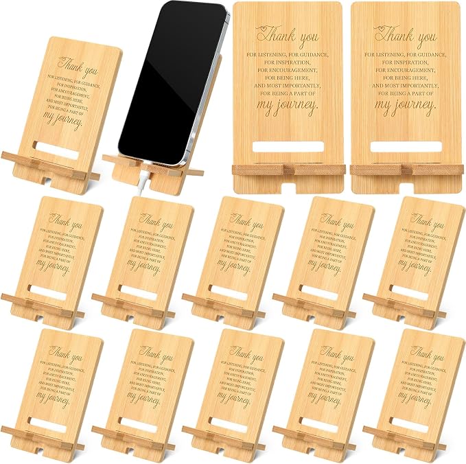 Ripeng 30 Pcs Employee Appreciation Gifts Bulk Bamboo Phone Stand for Desk Office Workers Inspiration Thank You Gift for Team Coworkers Staff Volunteer Nurse Teacher Colleagues Gratitude (Inspiration)