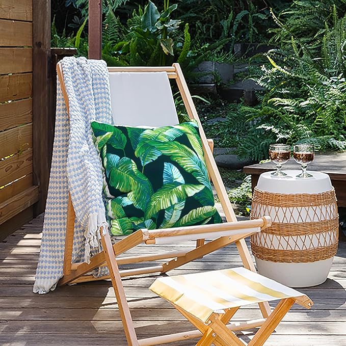 Outdoor Throw Pillow Covers 18”x18”, Decorative Pillow Covers for Patio Furniture, Modern Cushion Cases for Garden Couch Home Sofa Bed Office Chair, Pack of 2, Hanalei Lagoon