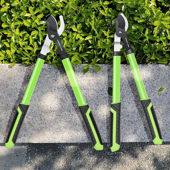 23" SK5 Dual-Blade Loppers Cuts 2" Dry/Wet Branches - Triangular Steel Tube & SecureLock, Heavy Duty Tree Trimmers Green/Black