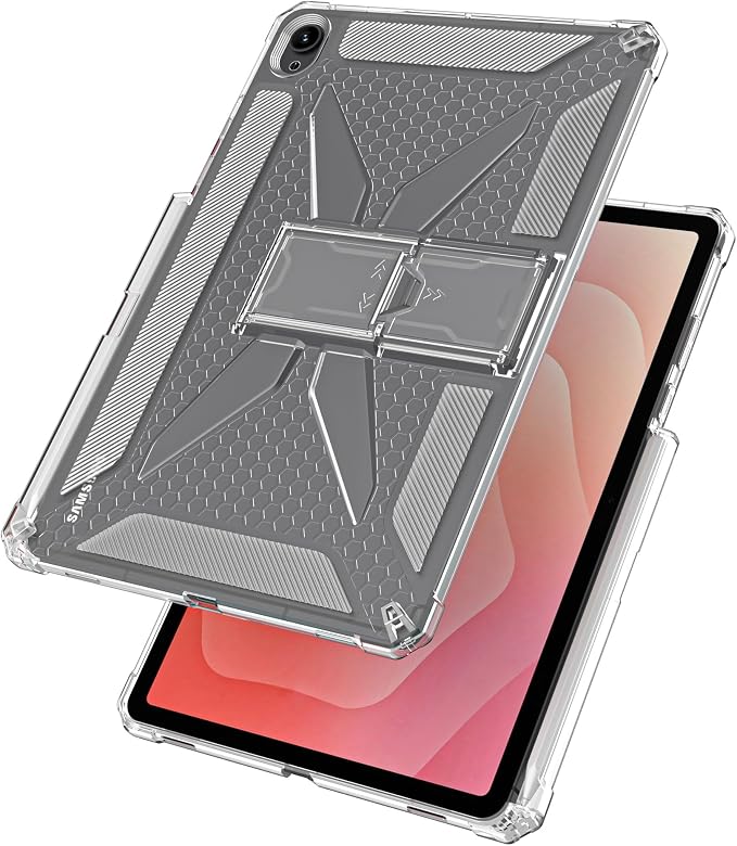 Clear Case for Samsung Galaxy Tab A11 8.7 2025 with Pencil Holder/Kickstand Soft TPU with Reinforced Corners‌ Shockproof Impact Resistant - Clear