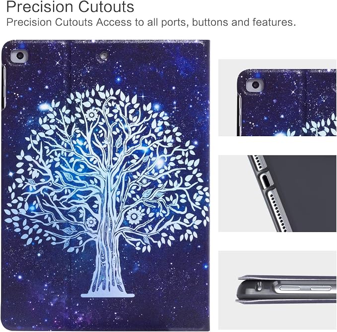 iPad Air 2 Case iPad Air 1st Case Galaxy Tree iPad 9.7 Inch Case Protective Cover for iPad 5th/6th Generation Multi-Angle Viewing Case with Adjustable Stand Auto Wake/Sleep Function (Galaxy)