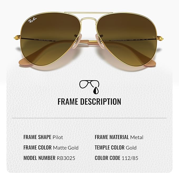 Ray-Ban RB3025 AVIATOR GRADIENT Pilot Shaped Sunglasses for Men & Women with Official RAYBAN Eyewear Kit