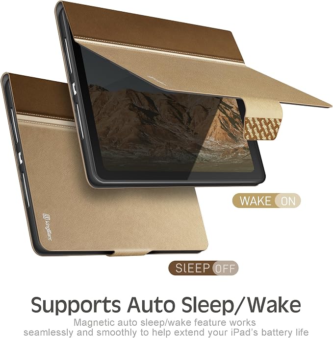 Case for iPad (A16) 11th Gen 11-inch iPad 10th Gen 10.9-inch | with Pencil Holder PU Leather Protective Cover Auto Sleep/Wake Multi-Angle Viewing/Typing Stand Magnetic Closure Beige
