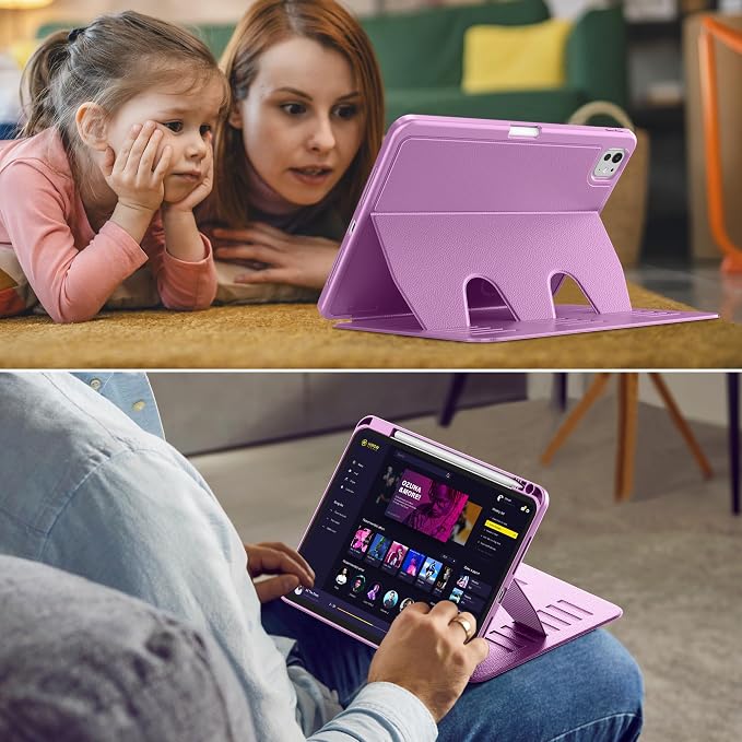 VIKESI Case for iPad Pro 11 inch (M5/M4) 2025/2024Multiple Angles Magnetic Stand CoverShockproof BackPencil Holderand Auto Sleep/WakeBlack