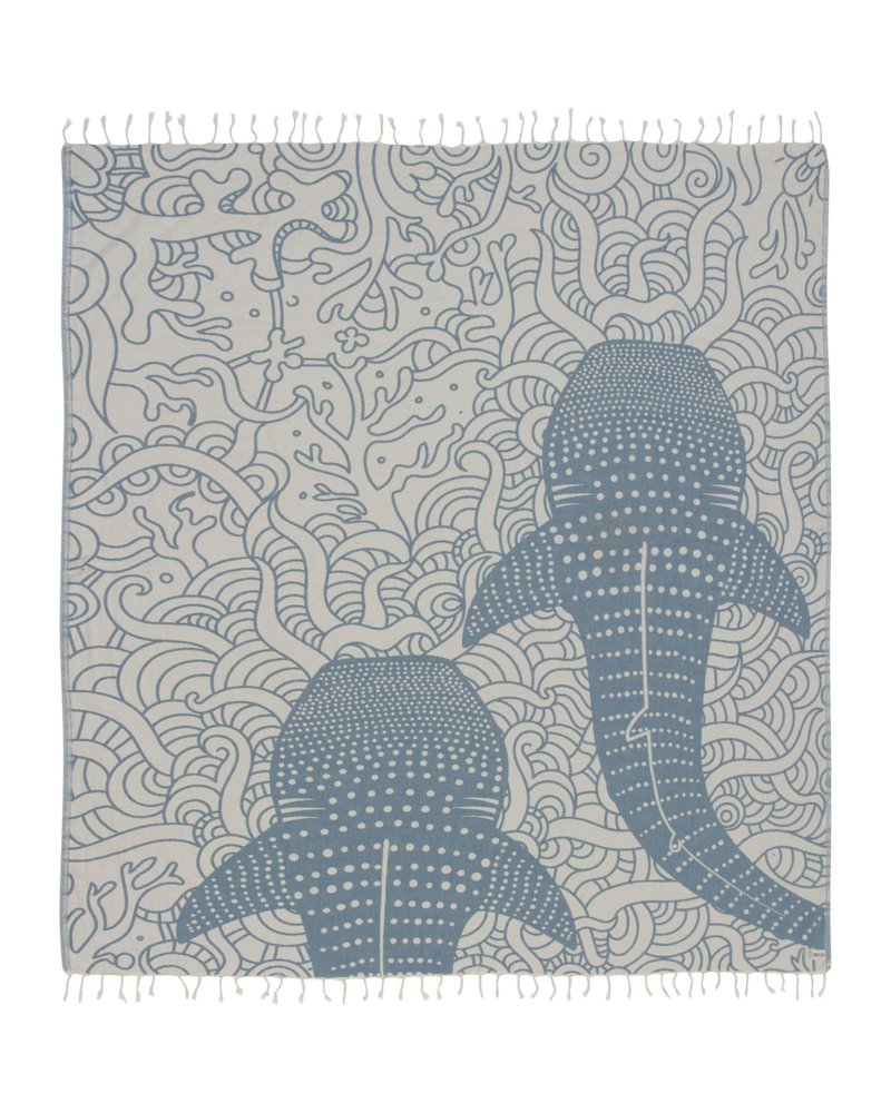 Sand Cloud Extra Large Turkish Beach Towel - 100% Organic Cotton Yarn Quick Dry for Beach, Picnic, Blanket or Bath As Seen on Shark Tank Marine Life (Whale XL)