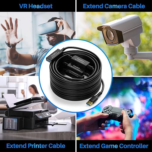 3 Pack USB 3.0 Extension Cable 10 Feet USB A Male to Female Extender Cord 5Gbps Data Transfer for Webcam Printer Keyboard Mouse Flash Drive Hard Drive Controller Black Cable with 5 Cable Ties