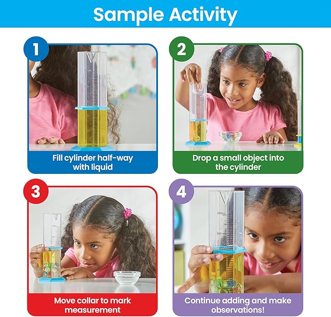 Hand2mind Starter Science Graduated Cylinder Set, Science Lab Equipment for Kids, Measuring Toys, Educational Science Kits, Chemistry Set, Science Supplies for Classroom (Set of 5)
