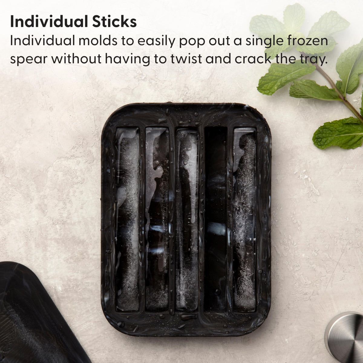 W&P Peak Silicone Water Bottle Ice Tray w/ Protective Lid | Charcoal| Easy to Remove Ice | Food Grade Premium Silicone | Dishwasher Safe, BPA Free