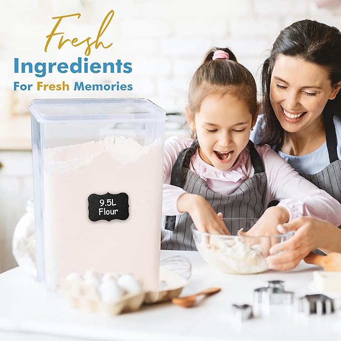 Shazo 2 PC (9.5L | 321 Oz) Extra Large Bulk Food Storage Containers with Airtight Lids for Flour, Sugar, Rice, Cereal & Pasta - Leakproof, BPA-Free Plastic Canisters for Kitchen & Pantry Organization