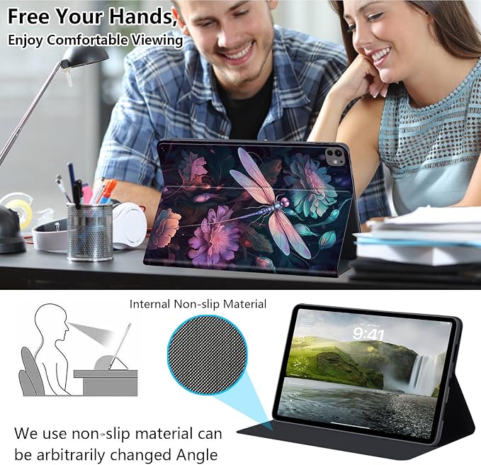 Case for iPad Air 11-inch (M4 2026 / M3 2025 / M2 2024) iPad Air 5th/4th Gen (2022/2020) 10.9 Slim PU Leather Folio Stand &amp Auto Sleep/Wake Protective Smart Cover Tree Fluorescent