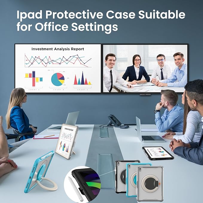 Pepkoo Triple Shock-Absorbing Protective Case for iPad (A16) 11th/10th Gen | Comfortable Heavy-Duty Kids Protective Case With Tactile Sensation With Handle Shoulder Strap (Black)
