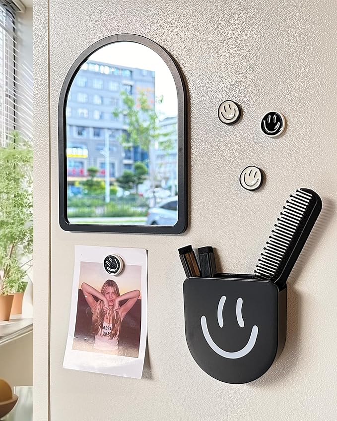 10 pcs - Locker Accessories, Locker Decorations Including Mirrors, whiteboards, Magnets and organizing Supplies. Ideal for Back-to-School Essentials and The Office (10 Pcs - Black)