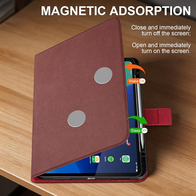 Leather Case for iPad 11th/10th Gen (11/10.9) Black | Genuine Leather Pencil Holder Adjustable Stand Magnetic Closure Auto Wake/Sleep