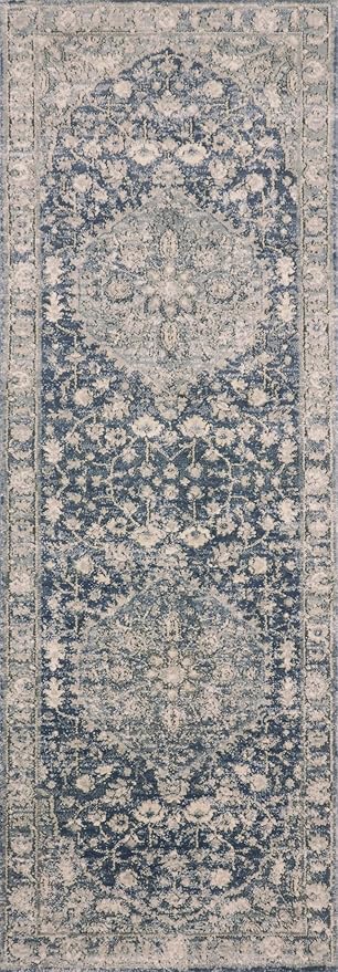 Loloi Teagan Collection TEA-01 Denim/Mist 2'-8" x 10'-6" Runner Rug, Large, Soft Neutral Rug, High-Traffic for Living Room, Bedroom, Home Office, Dining Area