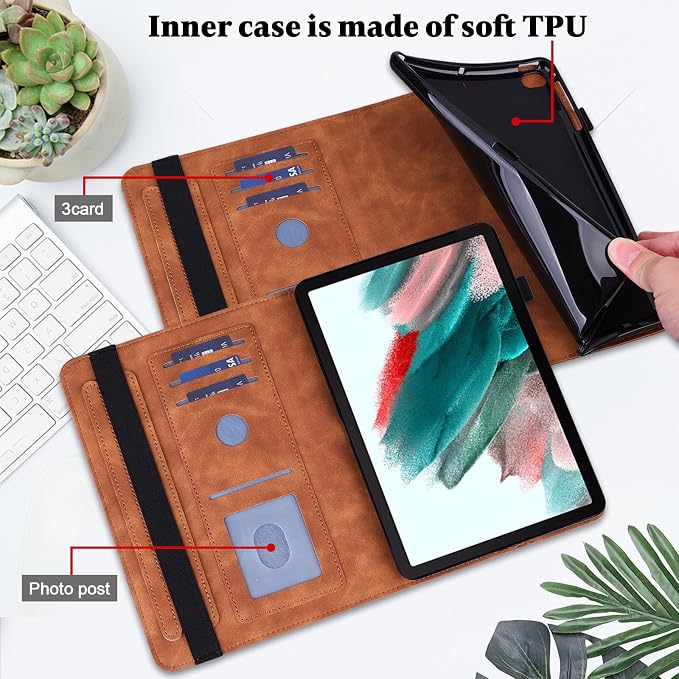Case for Samsung Galaxy Tab A11+/A11 Plus /A9+/A9 Plus 2025/2023 5G 11 Inch Embossed Lace PU Leather Stand Cover with Elastic Band Card Slots Pen Holder &amp Multi-Angle Viewing - Blue