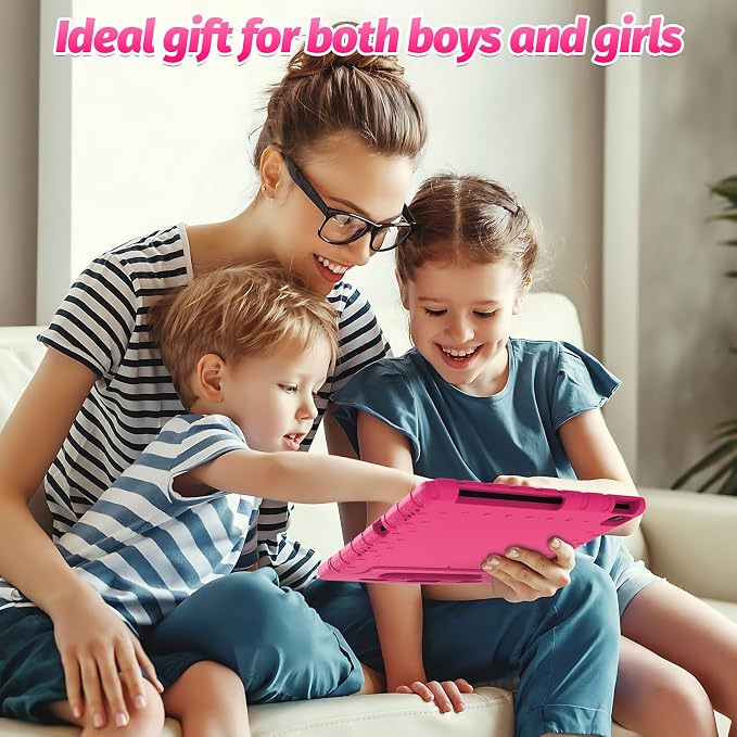 Heavy Duty Kids Case for Samsung Galaxy Tab S7 FE/S7 Plus/S8 Plus 12.4 inch | Rugged Protection Cover for Galaxy Tab S8+/Tab S7 FE/S7+ 2022/2021/2020 with S-Pen Holder Handle StandEVA Foam Rose Red