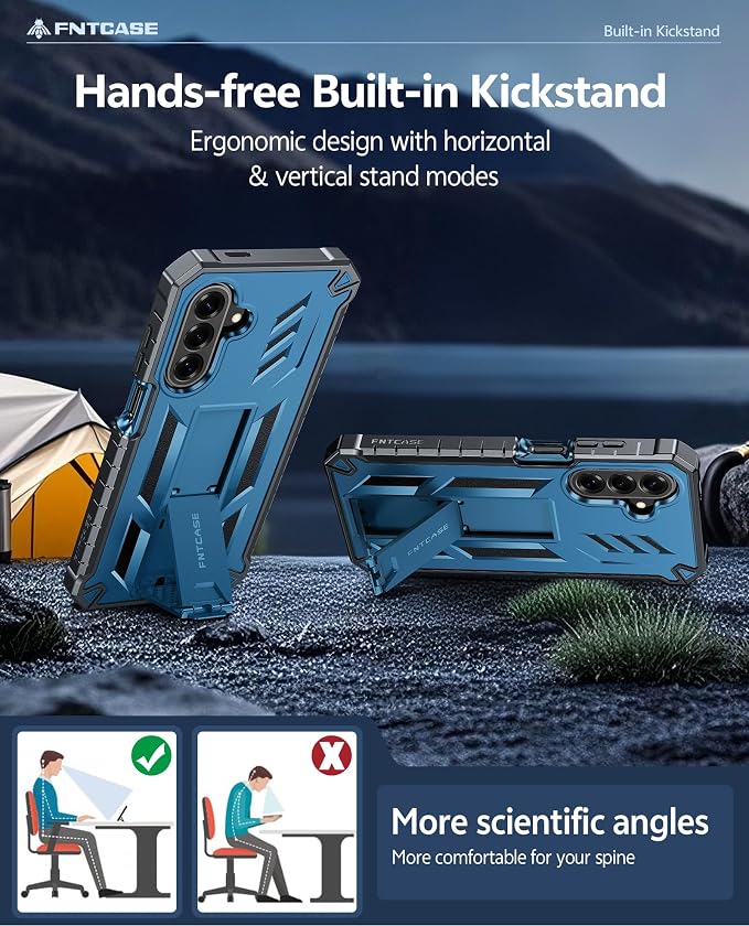 FNTCASE for 11 Pro XL Case Rugged Kickstand 2 Front Frames Black | Built-in Screen Protector 20FT Military-Grade Drop Protection Rugged Heavy Duty Shockproof Full Body Protective Cover