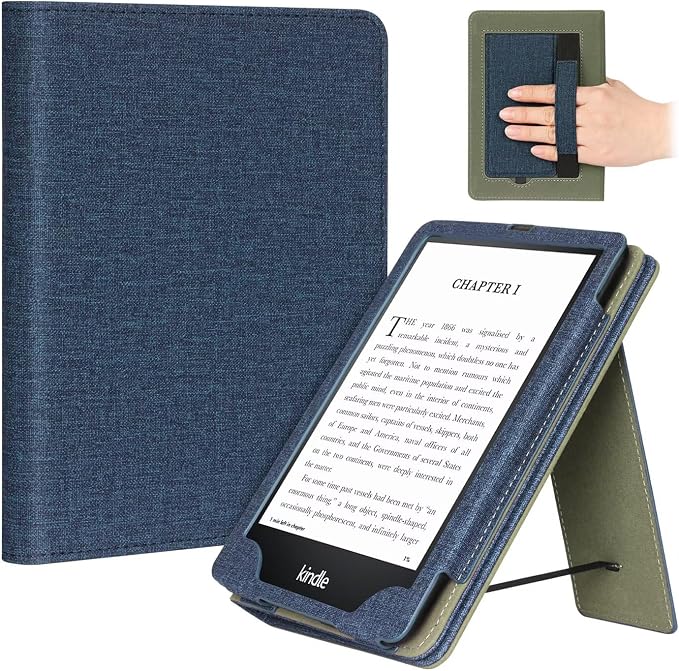 Fancity Case for Kindle Paperwhite 7/6.8 12th/11th Generation 2025 2024 | PU Leather Case with Auto Wake/Sleep Hand Strap for Kindle Paperwhite/Colorsoft Signature Edition 2021 Monet's Garden