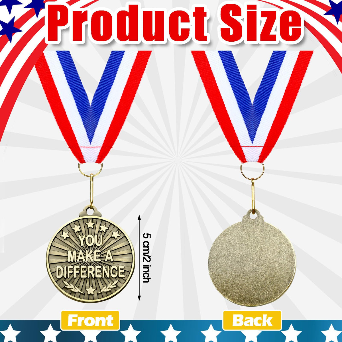Quelay 30 Pcs 2'' Gold Awards Medals Bulk Winner Medals with Neck Ribbons Encourage Team Participation for Adults Trophy Award Prize Gift Competitions Graduation Party(Make A Difference)