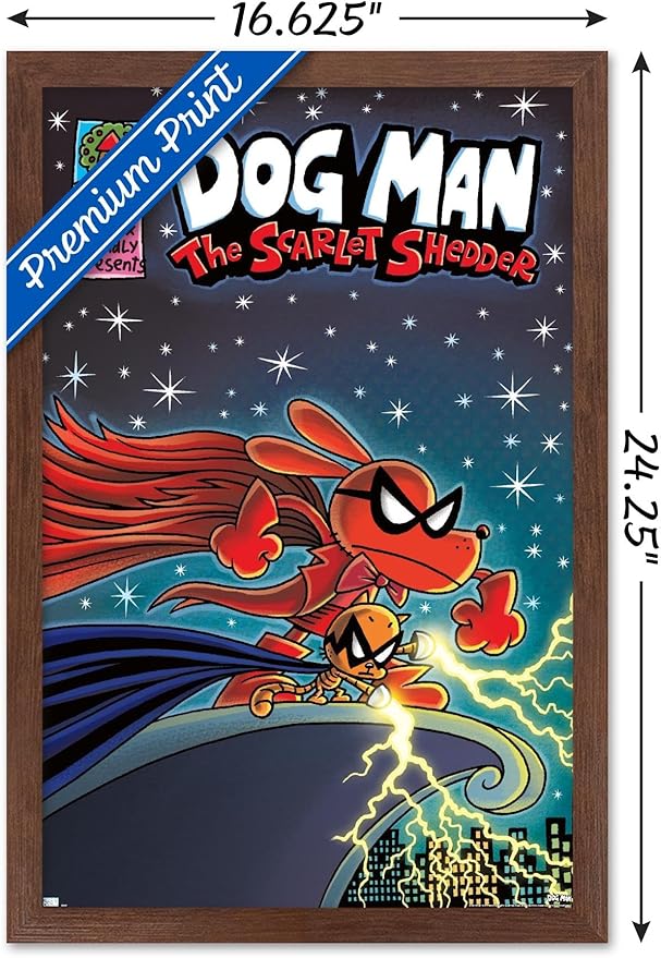 Dog Man - The Scarlet Shedder Wall Poster, 22.4L" x 14.7W", Mahogany Framed Version