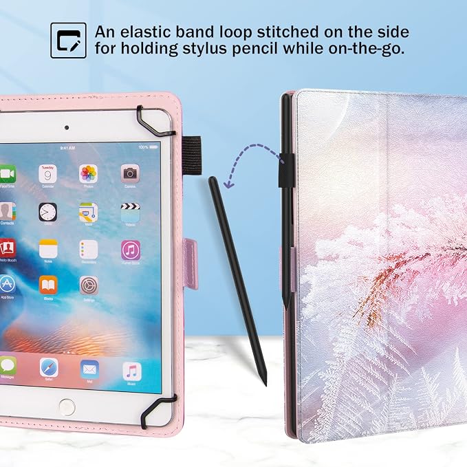 Dteck Universal Case (7.9 to 8.4) - Fold Stand Protective Flip Case for Apple iPad mini/Samsung Galaxy Tab 8.0 8.4 /Lenovo Tab 8 /onn. 100003561 8 Tablet Pro/Android Tablet 8 Inch (Blue Pink)