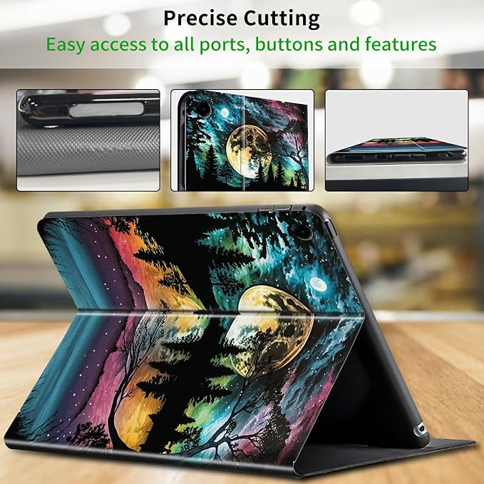 Case for Samsung Galaxy Tab A9 Plus 2023/A11 Plus 2025 11 inch Lightweight Protective PU Leather Smart Stand Cover with Auto Wake Sleep Tablet Case Cover - American Flag &amp Fish