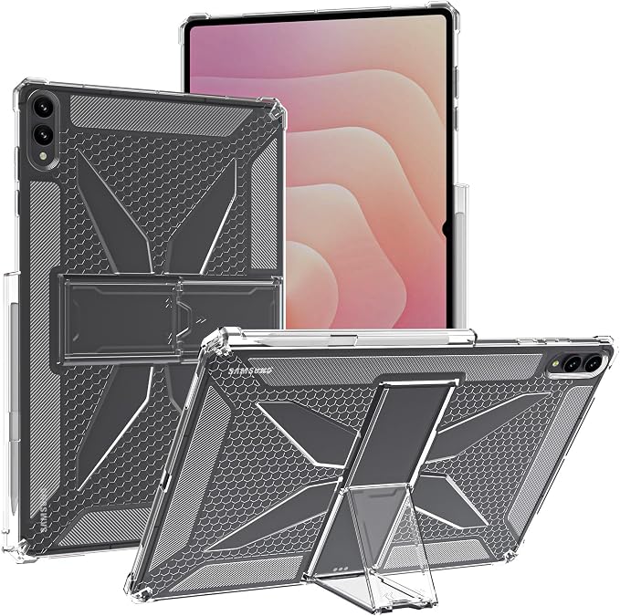 Clear Case for Samsung Galaxy Tab A11 8.7 2025 with Pencil Holder/Kickstand Soft TPU with Reinforced Corners‌ Shockproof Impact Resistant - Clear