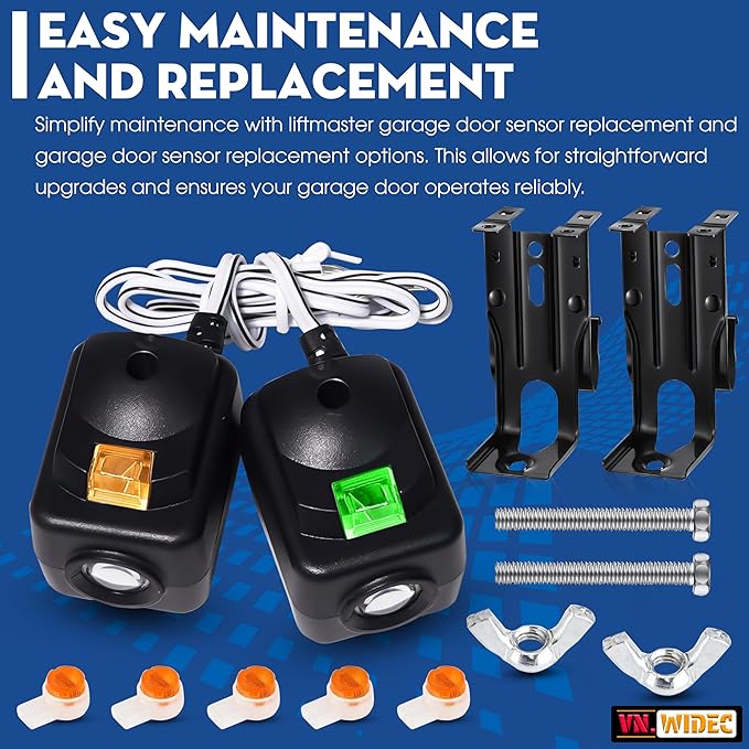 Upgraded 820CB Compatible with Liftmaster Chamberlain Sears Craftsman Garage Door Sensor & Brackets Replaces 41A5034/ G801CB-P/801CB/041-0136 for Craftsman Garage Door Sensors Openers Full Set