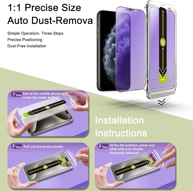2-Pack Anti Blue Light Blocking Matte Screen Protector for iPhone 11 Pro Max/XS Max(5.8-Inch)Anti-Glare9H Tempered GlassFull CoverageAnti-FingerprintAuto Dust RemovalBubble-Free
