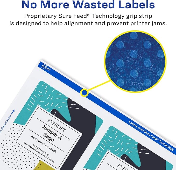 Avery Glossy White Rectangle Labels, Sure Feed Technology, 4.75" x 3.75", 100 Glossy White Labels, Print-to-The-Edge, Permanent Adhesive, Laser/Inkjet Printable