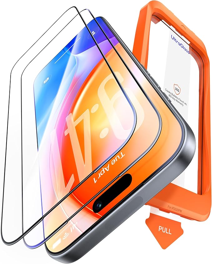 UltraGlass TOP 9H+ Armor for iPhone 15 Pro Max Screen Protector [NO.1 Military Grade Shatterproof] Screen Protector 15 Pro Max Tempered Glass [Longest Durable] Full Coverage 2 Pack