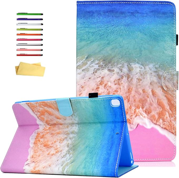 for Apple iPad 10.2 Case 2021/2020/2019 iPad 9th/8th/7th Generation Smart Cover with Pencil Holder [Auto Wake/Sleep] PU Leather Stand Folio Tri-fold Shockproof Thin Shell Colored Graffiti
