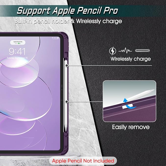 Fintie Magnetic Stand Case for iPad Pro 13-inch (M5) 2025 / (M4) 2024 - Multiple Angles Shockproof Rugged Soft TPU Cover with Pencil Holder Auto Sleep/Wake Black