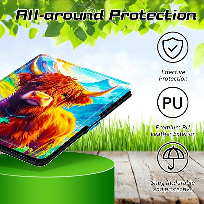 for Walmart Onn 10.1 2024 Onn 10.1 Gen 4 Universal Tablet Case 360 Degree Rotating Kickstand Protective Stand Case with Multiple Viewing PU Leather Shell Case Black Book Cat