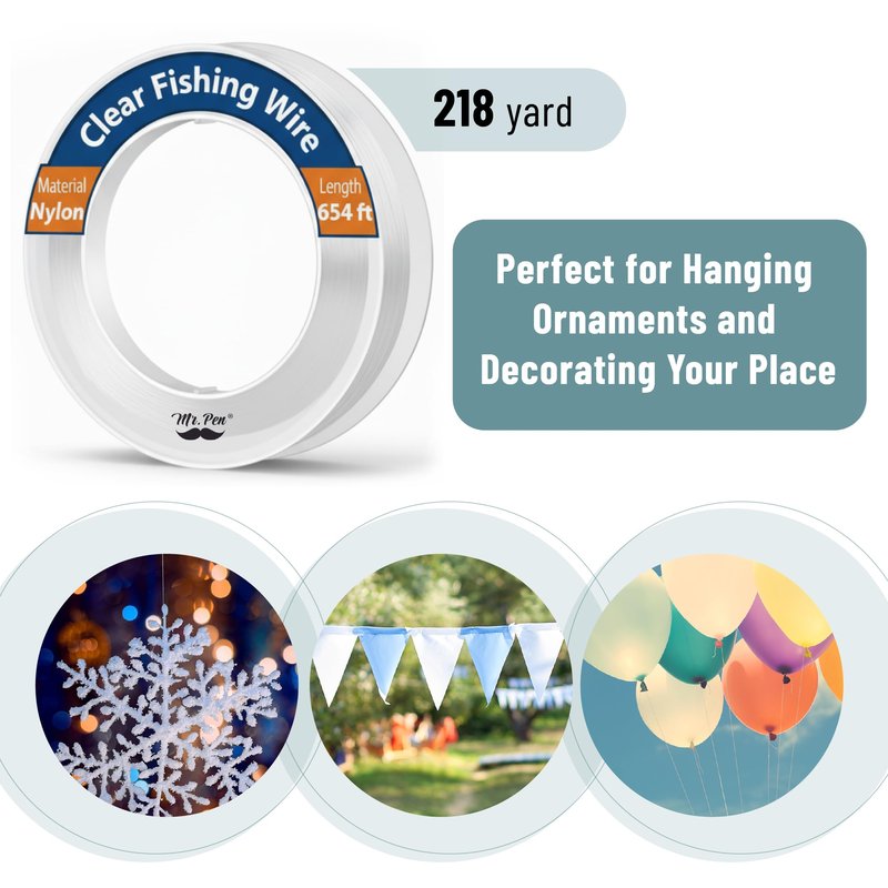 Mr. Pen- Fishing Line Clear, 218 Yard, 1 Pack, Nylon String