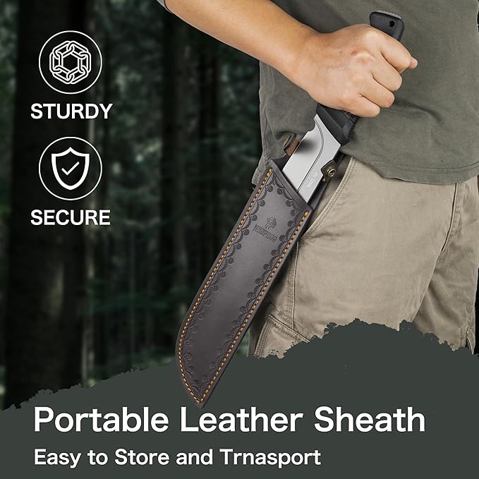 NedFoss 16" Survival Machete with Sheath, D2 Steel 0.22" Thick Full Tang Blade Machete Knife with Flat Grinding, Machete for Cutting Trees, for Yard Work, Clearing Brush with TPE Handle